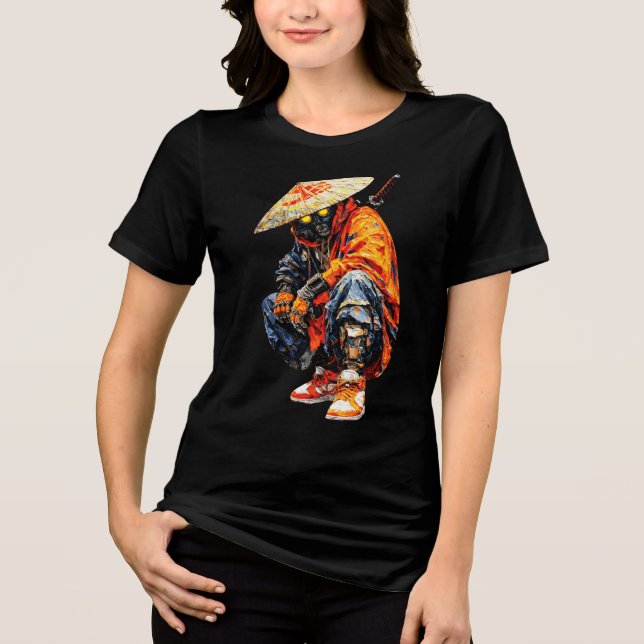 Camiseta Paleta de Ciber Samurai Laranja (Frente)