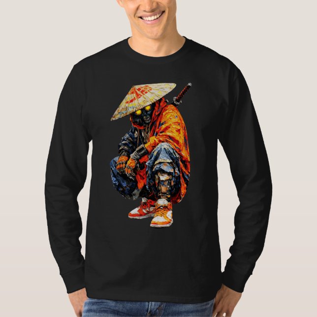 Camiseta Paleta de Ciber Samurai Laranja (Frente)