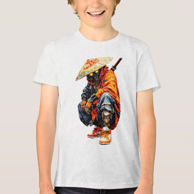 Camiseta Paleta de Ciber Samurai Laranja (Frente)