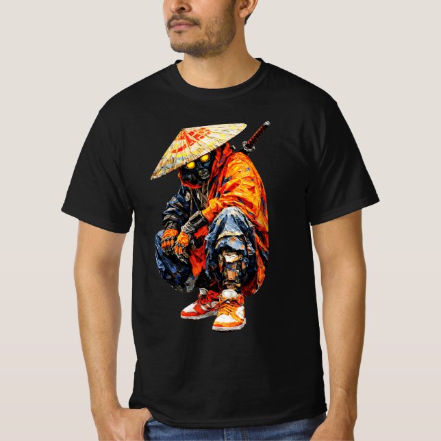 Camiseta Paleta de Ciber Samurai Laranja (Frente)
