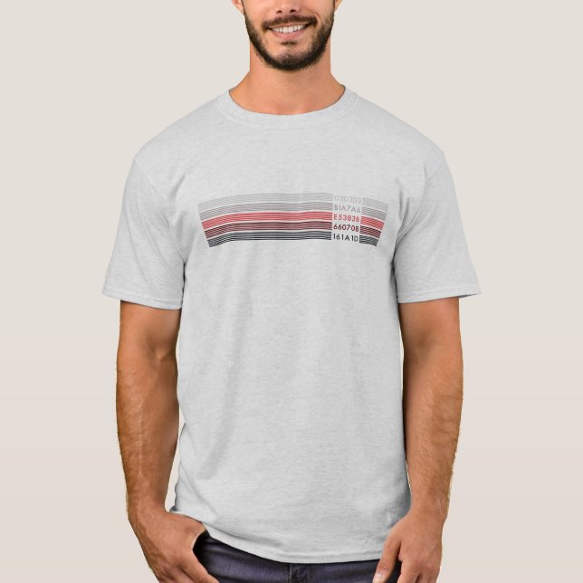 CAMISETA PALETA DE COR A002A COM CÓDIGOS DE COR HEX (Frente)