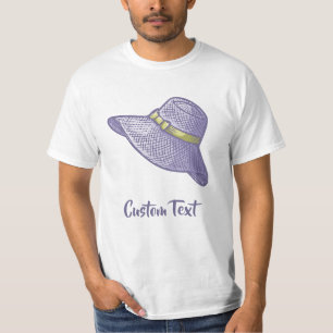 Camiseta Palha Desenhada Mão Hat Lilac