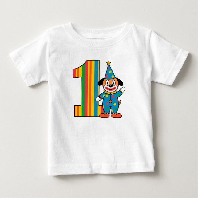 Camiseta Palhaço Colorido Com Número Arco-Íris (Frente)