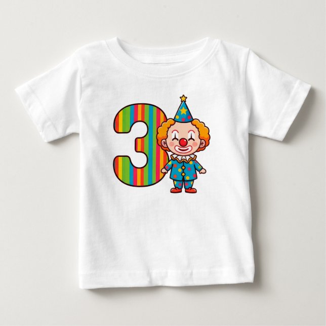 Camiseta Palhaço Colorido Com Número Arco-Íris (Frente)