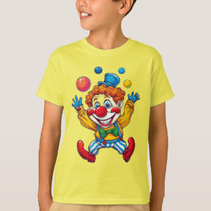 Camiseta Palhaço Divertido Pulando Com Bolas Brilhantes