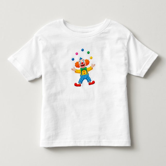 Camiseta Palhaço Divertido Saltando Com Bolas Brilhantes (Frente)