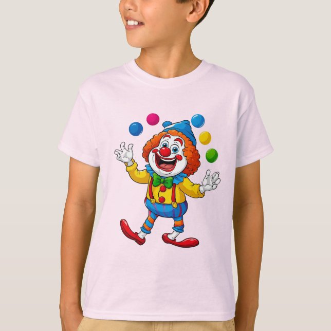Camiseta Palhaço Divertido Saltando Com Bolas Brilhantes (Frente)