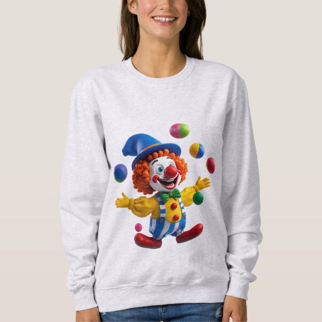 Camiseta Palhaço Divertido Saltando Com Bolas Brilhantes (Frente)