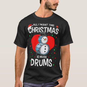 Camiseta Palhaço do Natal Boneco de Neve Baterista Bateria