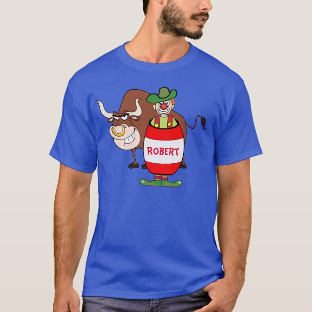 Camiseta Palhaço do rodeio no tambor e nos desenhos (Frente)