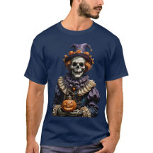 Palhaço Esqueleto Gótico de Halloween com Jack-O