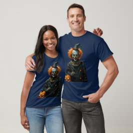 Camiseta Palhaço Esqueleto Gótico de Halloween com Jack-O-L