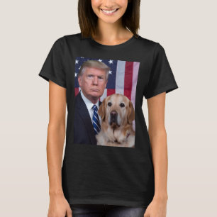 Camiseta Palhaço Trump E Cachorro Retriever Dourado Bandeir