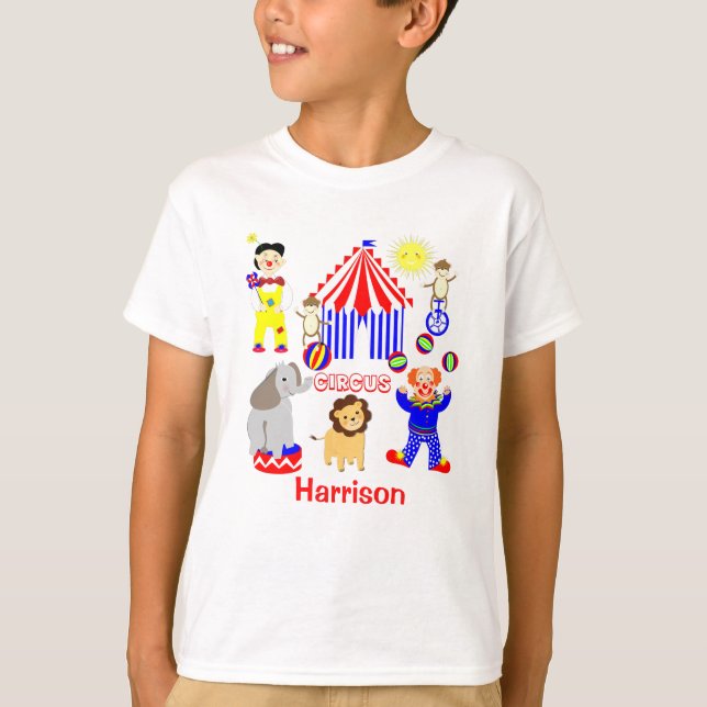 Camiseta Palhaços e Animais Personalizados de Cartoon de Te (Frente)
