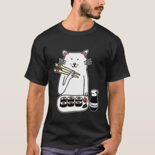 Camiseta Palitos de Sushi Maki e Nigiri de Gato Fofo, Japon
