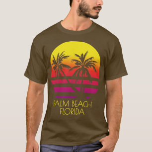 Camiseta Palm Beach Flórida Vintage Tropical Sunset Palm Tr
