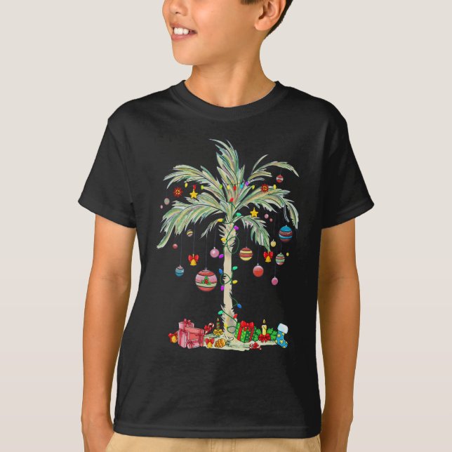 Camiseta Palm de Natal Árvore Tropical Xmas Beach Florida H (Frente)
