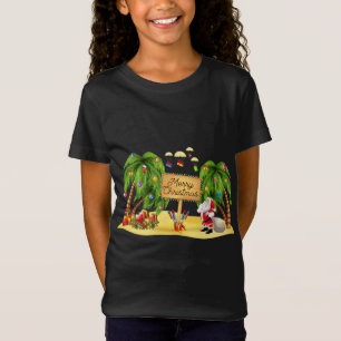 Camiseta Palm de Natal Árvore Tropical Xmas Coconut Luzes P