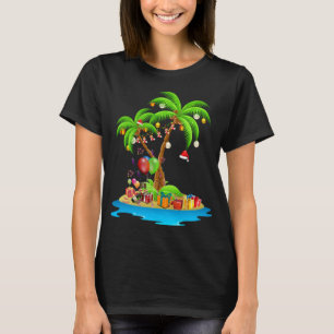 Camiseta Palm de Natal Árvore Tropical Xmas Coconut Luzes P