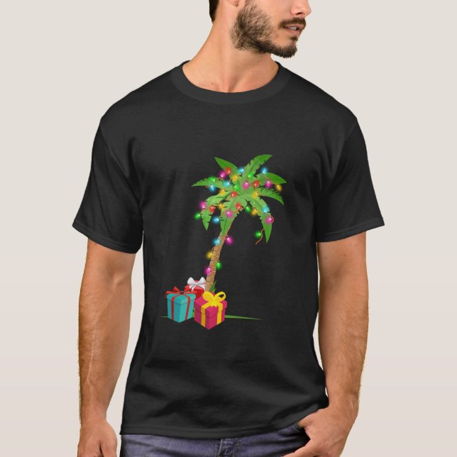 Camiseta Palm De Natal Coconut Lights Beach Hawaii Xm (Frente)