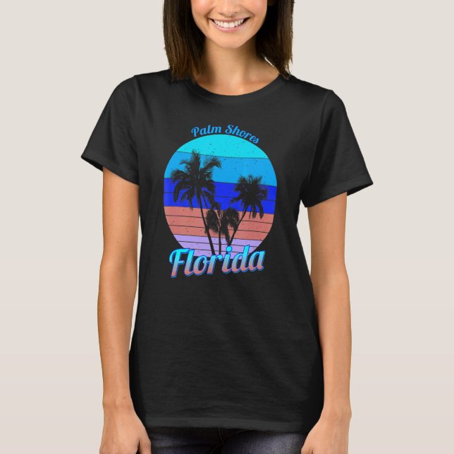Camiseta Palm Shores Florida Retro Tropical Palm Trees Vaca (Frente)