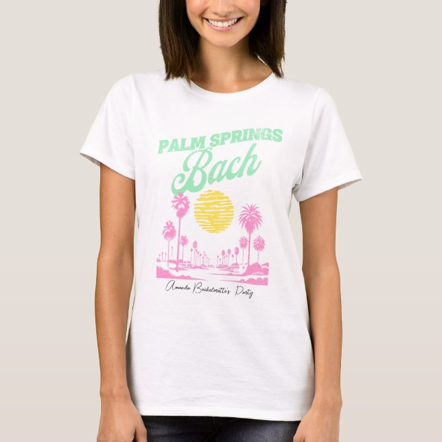 Camiseta palm springs retro custom name bachelorette party (Frente)