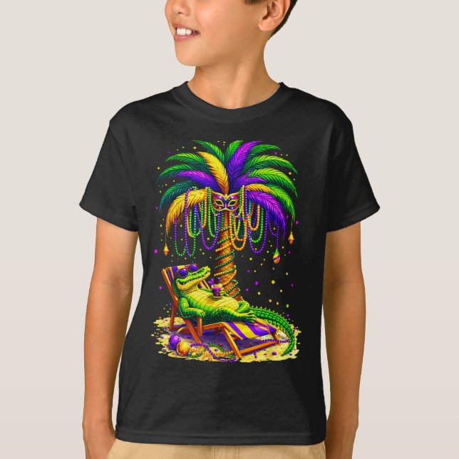 Camiseta Palm Tree Mardi Gras Hawaiian Trocal Louisiana All (Frente)