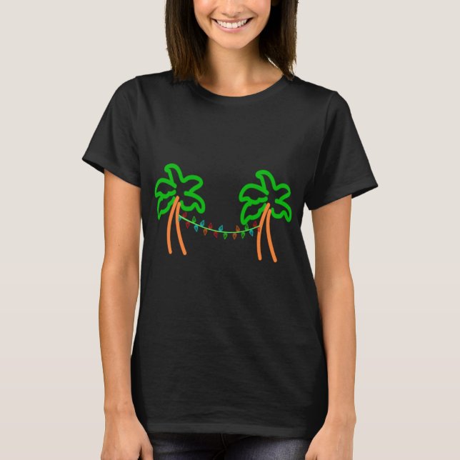 Camiseta Palm Tree Neon Horário de Natal (Frente)