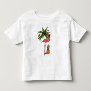 Camiseta Palm Tree, Pink Flamingo, Pineapple Todler Shirt