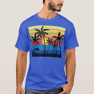 Camiseta Palm Tree Retro Vintage Sunset Tropical Beach Dres