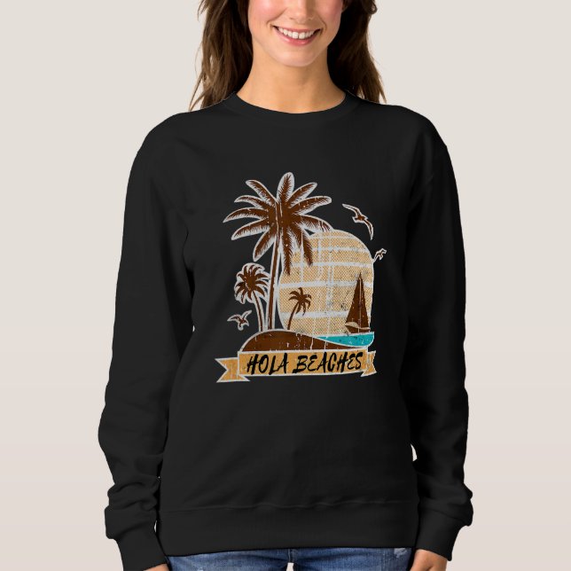 Camiseta Palm Tree Sand Beach Summer Vacing Hola Tropical (Frente)