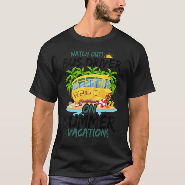 Camiseta Palm Tree School Bus Cuidado Com O Driver De Barra (Frente)