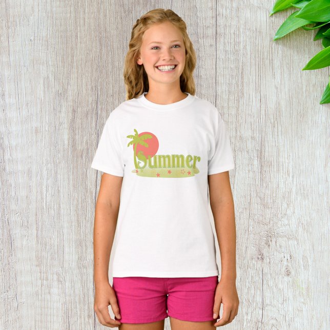 Camiseta Palm Tree Summer com Sun e Beach (Criador carregado)