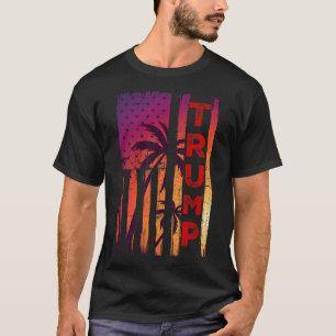 Camiseta Palm Tree Vintage Afetou Bandeira Americana Em Sun