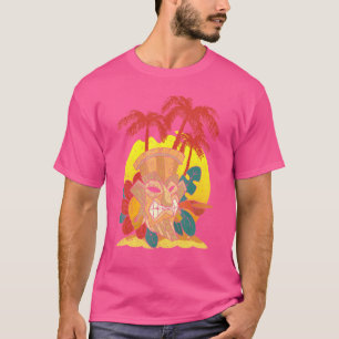 Camiseta Palm Trees Havaianos Cica Máscara Luau Partido Pol