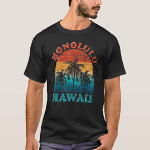 Camiseta Palm Trees Tropical Hawaiian Beach Honolulu Retro