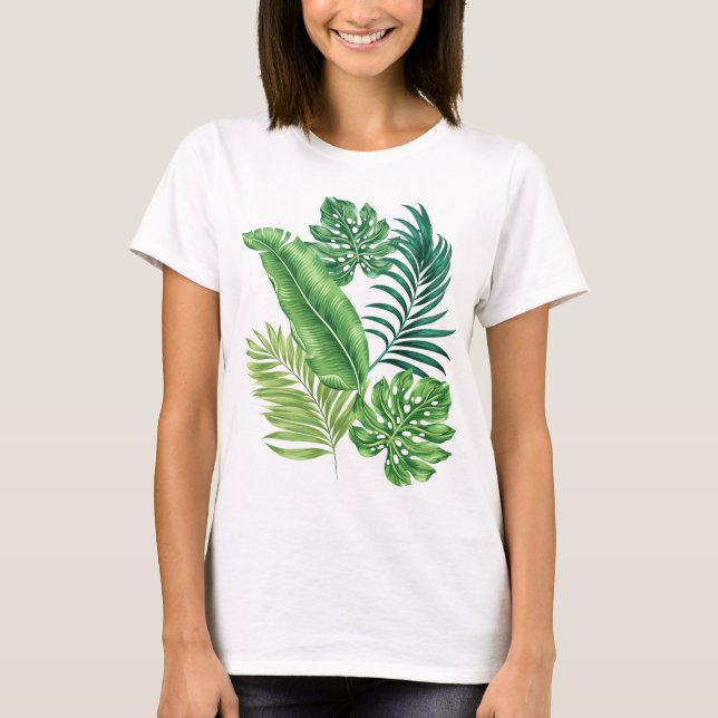 Camiseta Palma Tropical Verde Folha Monstera (Frente)