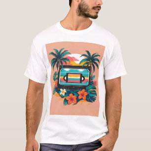 Camiseta Palmas Cassette - Tee da Ilha Tropical Music