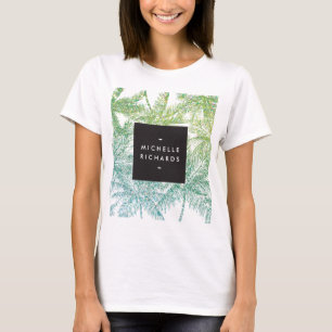 Camiseta Palmas Tropicais Verde/Largura Aquática