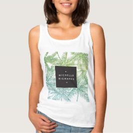 Camiseta Palmas Tropicais Verde/Largura Aquática