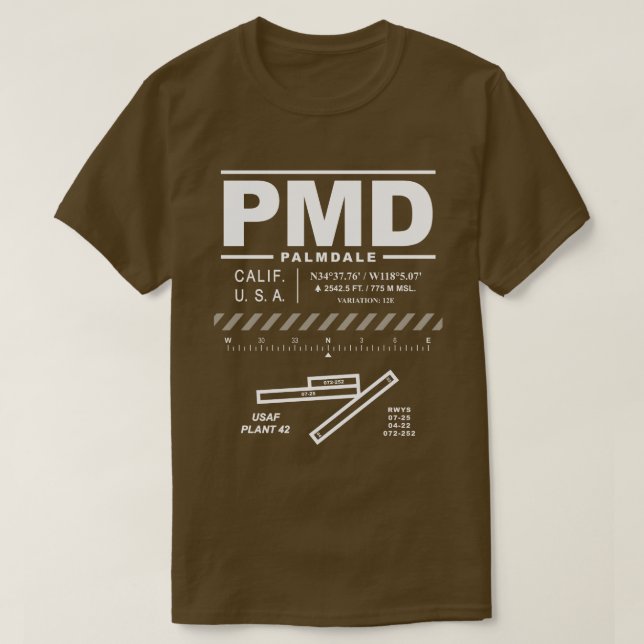 Camiseta Palmdale. Estação de USAF do Aeroporto 42 PMD T-Sh (Frente do Design)