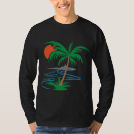 Camiseta Palmeira à Beira do Rio | Arte de Pôr do Sol Tropi