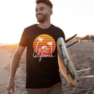 Camiseta Palmeira da Califórnia — laranja retro sunset