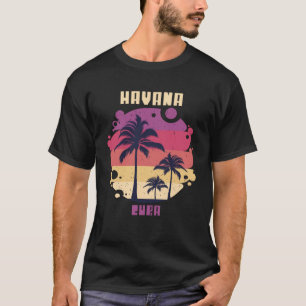 Camiseta Palmeira de Cuba surfando férias no oceano Havana
