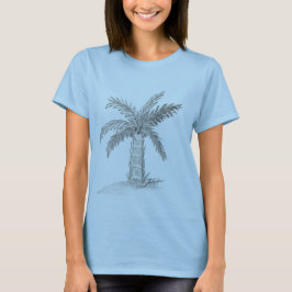 Camiseta Palmeira de garrafa desenhada à mão com folhas