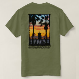 Camiseta Palmeira do Pôr do Sol do Pier de Huntington Beach
