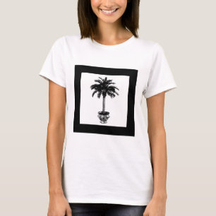 Camiseta Palmeira Potted - preto e branco