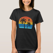 Palmeira Retro do Pôr do Sol com Estilo de Praia D