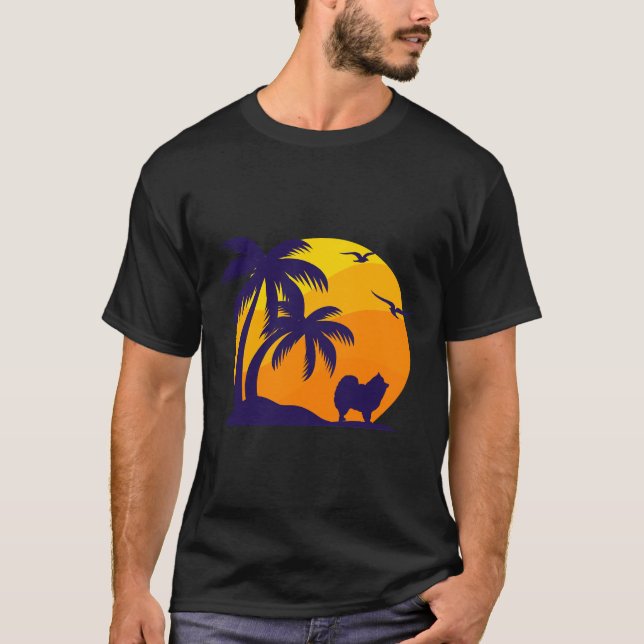 Camiseta Palmeira Sunset E Pomerânia (Frente)