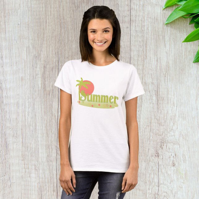 Camiseta Palmeira Verão com Sol e Praia (Criador carregado)